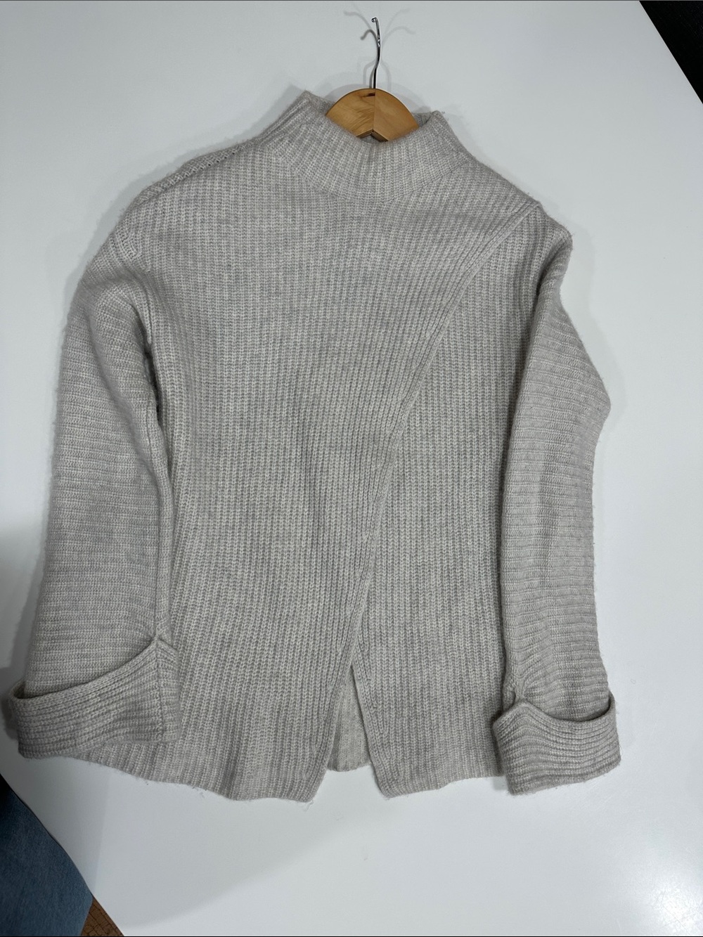 Athleta Light Gray Ribbed Mock Neck Sweater